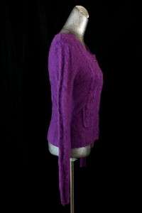 NWT womens purple grape FOSSIL cardigan sweater wool cable knit 