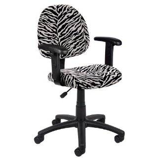 Microfiber Task Chair with Arms Zebra Fabric / Black Finish