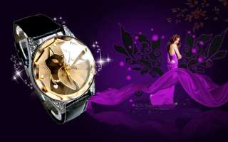 Enticing Elegant Black Kitty Womens Lady Bracelet Watch  