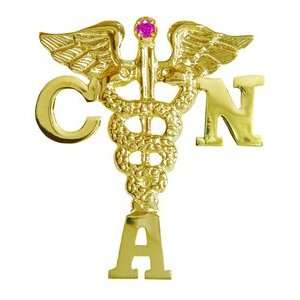     Certified Nurse Assistant CNA Nursing Pin with Ruby in 14K Gold