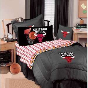  Chicago Bulls Black Denim Twin Size Comforter Sports 