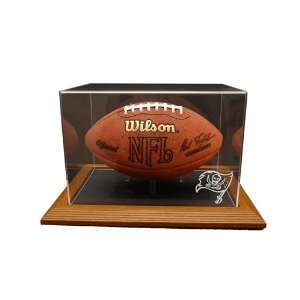   Buccaneers Football Display Case with Natural Color Framed Base