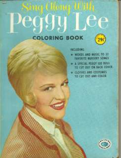 Sing Along With Peggy Lee Coloring Book w paper doll  