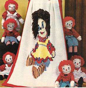 Rag Doll Afghan & Clown Tissue Box Cover crochet PATTERN  