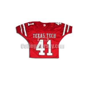  Red No. 41 Game Used Texas Tech Fab Knit Football Jersey 
