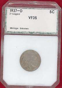 1937 D 3 Legged Buffalo Nickel    Authentic US Coin  