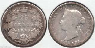 1881 Canadian Silver Quarter 25 cents Very Good Coin  