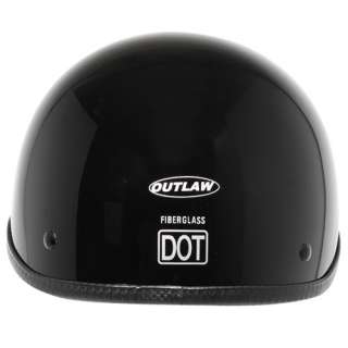 Outlaw Ultra Slim Profile Fiberglass Polo Half Helmet Glossy Black XL 