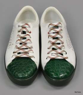 1,000 NEW Gucci Green/White Crocodile Sneakers 10.5 G/10 G  