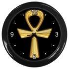 Carsons Collectibles Black Wall Clock of Egyptian Gold Ankh with 