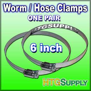 PAIR 6 inch Worm Hose Duct Clamps 4 Flexible Ducting  