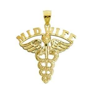  NursingPin   Midwife Pendant / Charm in 14K Gold Jewelry