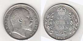 INDIA KING EDWARD VII ONE RUPEE 1903 .917 SILVER HIGH GRADE  