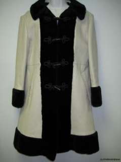 Vintage Leather/Faux Fur Ladies Coat Black/Grey Small  