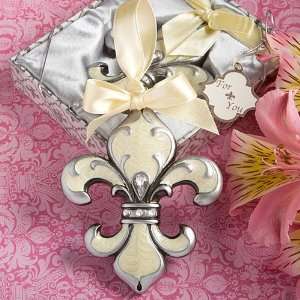  Baby Keepsake: Fleur de lis design ornament favors: Baby
