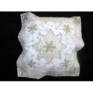 Silk Zari Embroidered Handmade Decorative Throw Pillow Or Cushion 