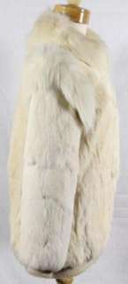 Vintage White Zippered Front Rabbit Fur Coat Jacket  