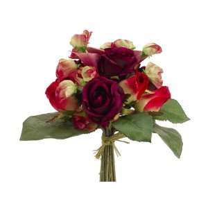  Faux 11.5 Rose/Calla Lily Bouquet Burgundy Beauty (Pack of 