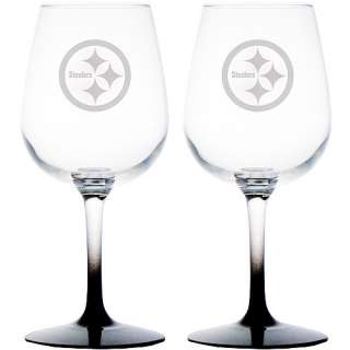   Pittsburgh Steelers 12oz. Clear Wine Glasses  Set of 2   