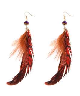 Bright Orange (Orange) Orange Pheasant Feather Earrings  250555282 