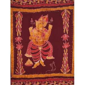  Ganesha Batik Tapestry Hinduism Deity Wall Hang Red