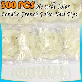 500 NATURAL French Acrylic False Half Nail Art Tip C 4I  