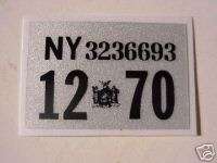 1970 new york license plate registration stickers  