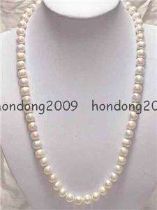 Amazing long 8 9mm White Akoya pearl necklace 24  