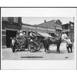  Fire men with fire engine drawn by horses, 1890 1920