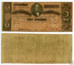 1861 $2 Corporation of Richmond, VA   Obsolete Bank Note  