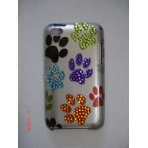  ITOUCH 4 SPOT DIAMOND CASE SILVER MULTI DOG PAW Cell 