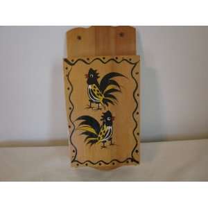 Vintage Rooster Wall Woodware Square Knife Holder 