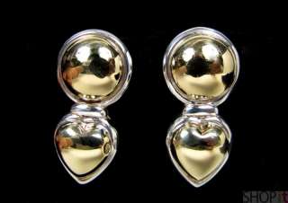 Heart Earring Drop 18k Gold Sterling Silver Garzi Italy  