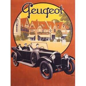 PEUGEOT CAR FRANCE FRENCH 15 X 18 VINTAGE POSTER REPRO:  