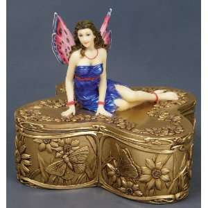 Figurine Fairy Butterfly Jewelry Box Cold Cast Resin:  Home 