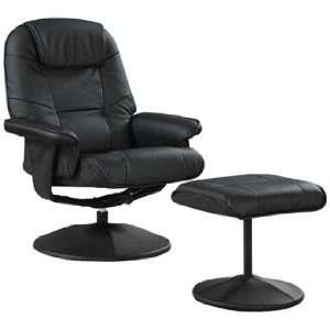 Black Faux Leather Swivel Recliner and Ottoman 