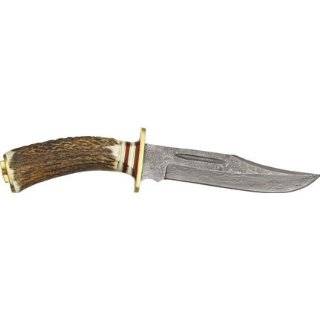 Colt Knives 278 Damascus Hunter Fixed Blade Knife with Genuine Stag 