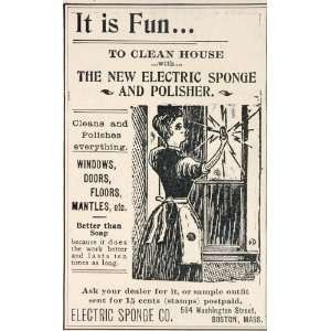  1898 ORIG. Ad Electric Sponge Polisher Cleaning UNUSUAL 