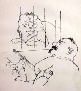 George Grosz Der blinde Löwe im Käfig Lithographie 1921  