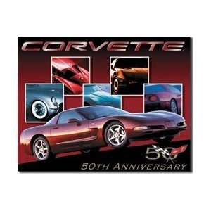 Corvette 50th Anniversary Tin Sign:  Home & Kitchen