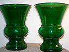 Pair of NAPCO Cleveland Depression Green Glass Urn Vases 1172