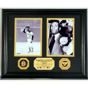 com Roberto Clemente 3000th Hit Mini Duo Photo Mint with 2 Gold Coins 