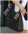 Korean style Lady Hobo PU leather handbag BLACK shoulder bag women 
