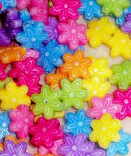100 Assorted Acrylic Plastic Flower Beads 11mm  