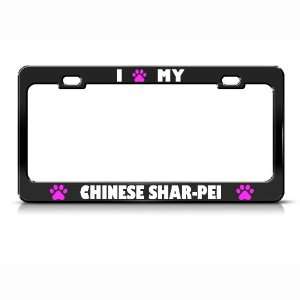 Chinese Shar Pei Paw Love Pet Dog Metal license plate frame Tag Holder