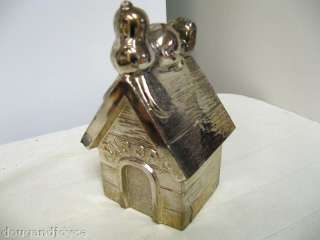 1959 SNOOPY on DOGHOUSE Silverplated BANK Marked  