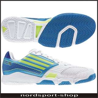 Adidas Adizero HB CC3 Handballschuh, weiß/blau, Gr. 42 2/3   U44167 