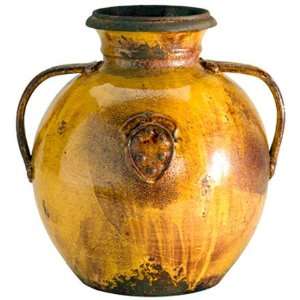  Vietri Rustic Garden Large Amber Emblem Vase: Kitchen 