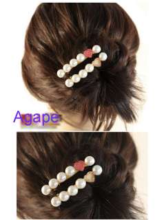 HC1965 New Korea Style Chic Beads Heart Hair Clip  