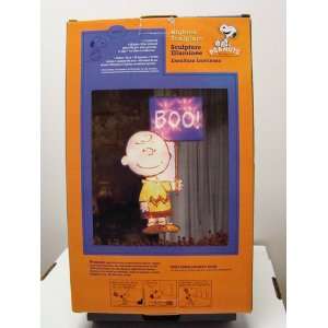   PEANUTS SCULPTURE OF CHARLIE BROWN HOLDING BOO SIGN 